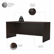 Pemberly Row Engineered Wood 72W x 30D Desk w/ Hutch & Drawers in Black Walnut