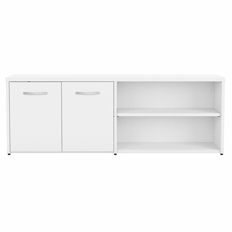 Pemberly Row Low Storage Cabinet with Doors in White - Engineered Wood