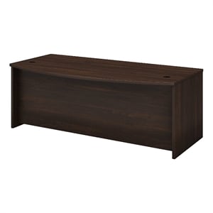Pemberly Row 72W x 36D Bow Front Desk in Black Walnut - Engineered Wood