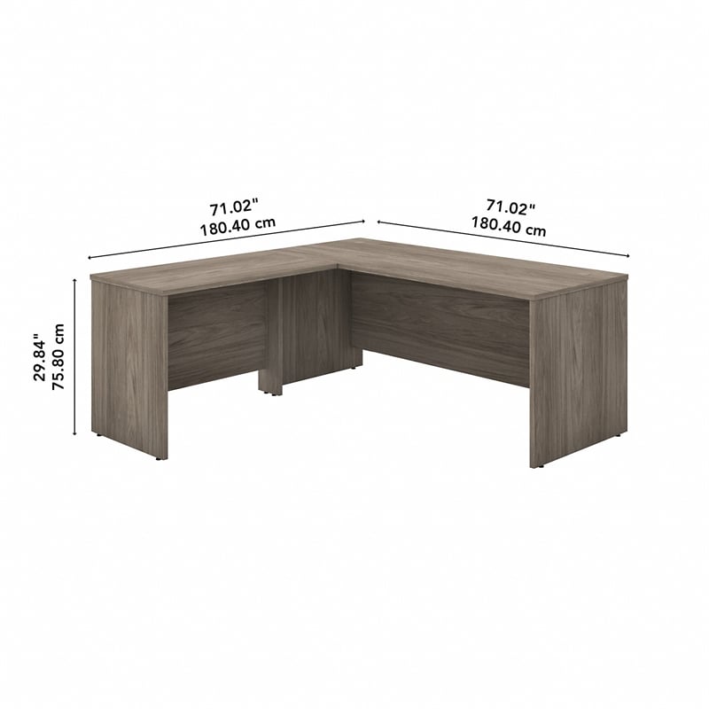 Pemberly Row 72W x 30D L Shaped Desk in Modern Hickory - Engineered Wood