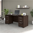 Pemberly Row Engineered Wood 72W x 36D Bow Front Desk w/ Drawers in Black Walnut