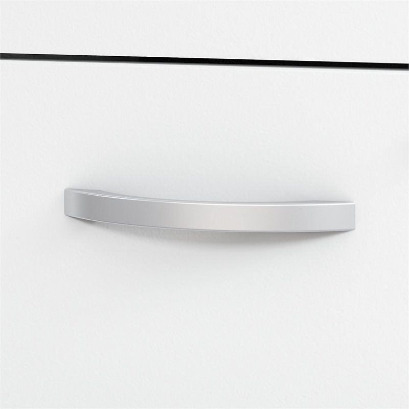 Pemberly Row Engineered Wood 72W Bow Front Desk & Credenza w/ Drawers in White