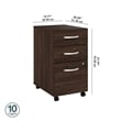 Pemberly Row 3 Drawer Mobile File Cabinet in Black Walnut - Engineered Wood
