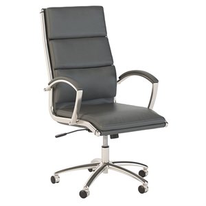 Pemberly Row High Back Contemporary Faux Leather Executive Office Chair in Gray