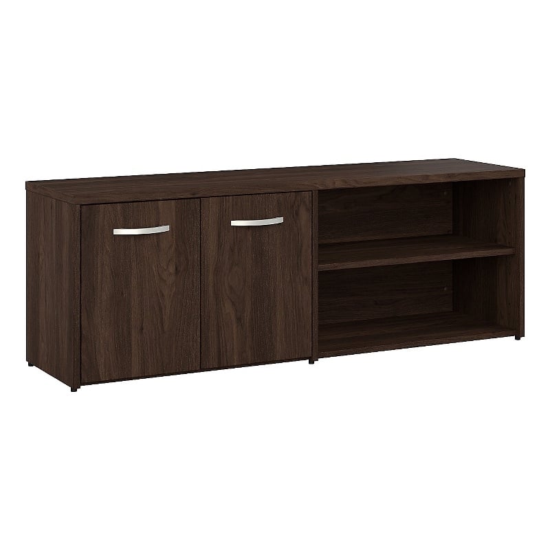 Pemberly Row Low Storage Cabinet with Doors in Black Walnut - Engineered Wood