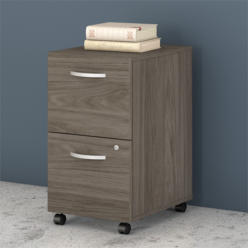 Pemberly Row 2 Drawer Mobile File Cabinet in Modern Hickory - Engineered Wood