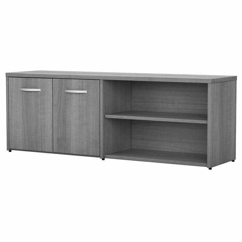 Pemberly Row Low Storage Cabinet with Doors in Platinum Gray - Engineered Wood