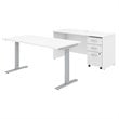 Pemberly Row 60W Height Adjustable Standing Desk Set in White - Engineered Wood