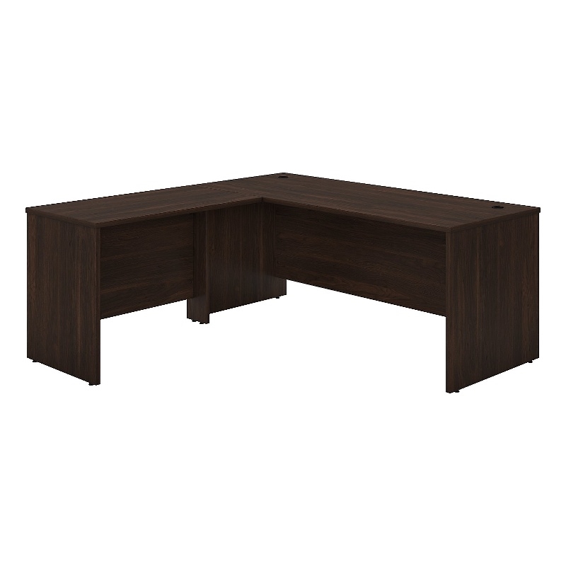 Pemberly Row 72W L Shaped Desk with 42W Return in Black Walnut - Engineered Wood