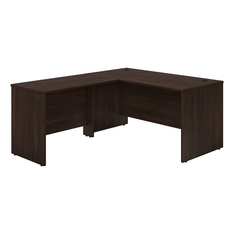 Pemberly Row 60W L Shaped Desk with 42W Return in Black Walnut - Engineered Wood