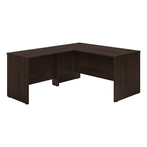Pemberly Row 60W L Shaped Desk with 42W Return in Black Walnut - Engineered Wood