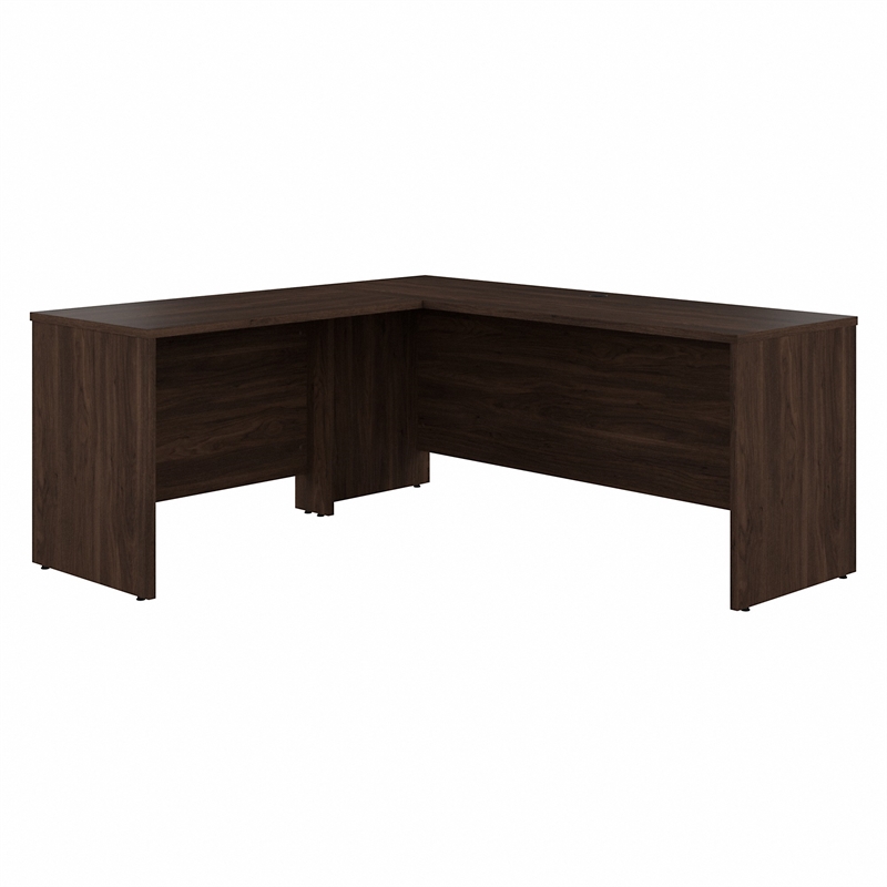 Pemberly Row 72W L Shaped Desk with 42W Return in Black Walnut - Engineered Wood