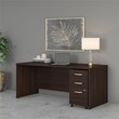 Pemberly Row Engineered Wood 72W x 30D Office Desk with Drawers in Black Walnut