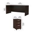 Pemberly Row Engineered Wood 72W x 30D Office Desk with Drawers in Black Walnut