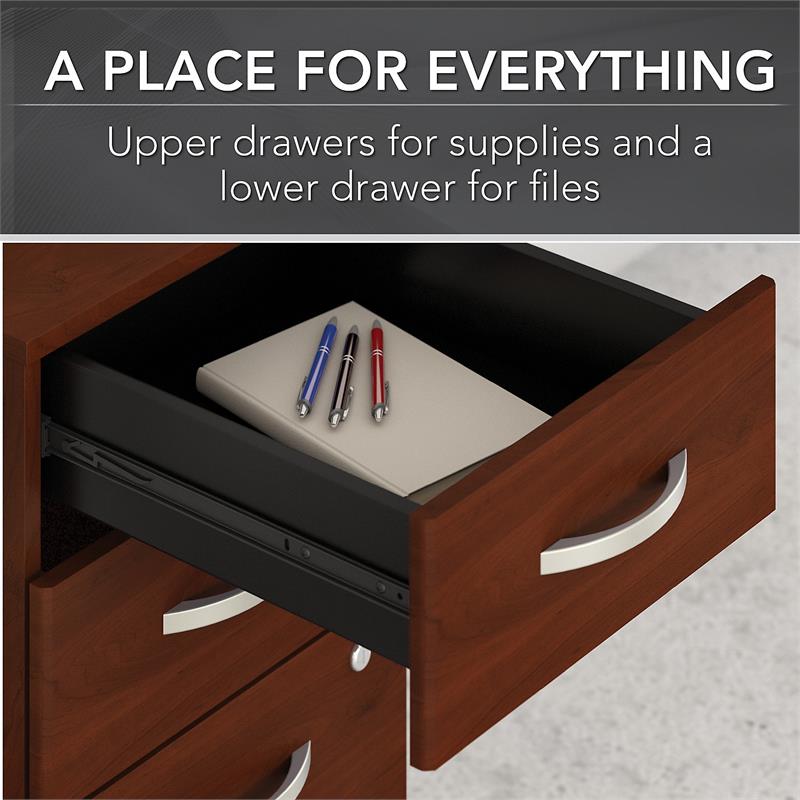Pemberly Row Engineered Wood 72W Desk with Mobile File Cabinet in Hansen Cherry