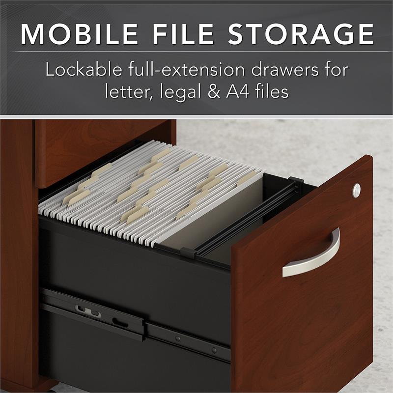 Pemberly Row Engineered Wood 72W Desk with Mobile File Cabinet in Hansen Cherry