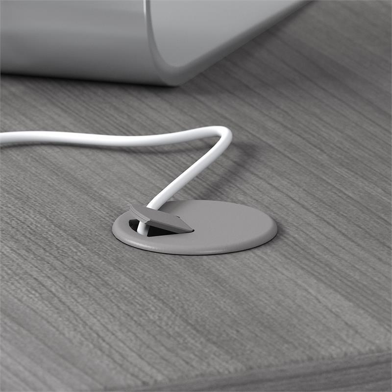 Pemberly Row Engineered Wood 60W L Shaped Desk with 42W Return in Platinum Gray