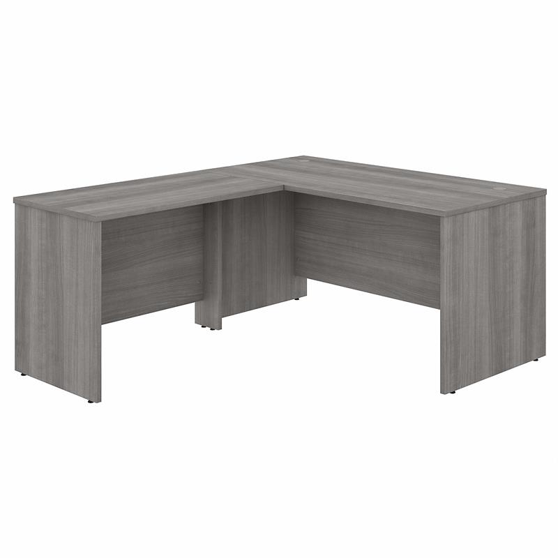 Pemberly Row Engineered Wood 60W L Shaped Desk with 42W Return in Platinum Gray