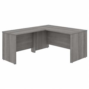 Pemberly Row Engineered Wood 60W L Shaped Desk with 42W Return in Platinum Gray