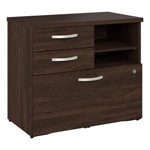 Pemberly Row Engineered Wood Office Storage Cabinet with Drawers in Black Walnut