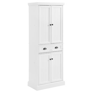 Pemberly Row 2-Cabinet Coastal Wood Pantry in Distressed White/Black