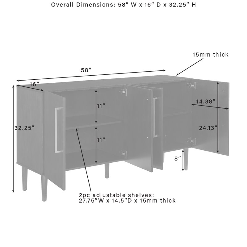 Pemberly Row 2 Large Cabinets Modern Wood Sideboard in Mahogany