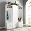 Pemberly Row 3-Piece Modern Wood Entryway Set with Coat Rack Hooks in White