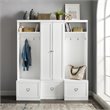 Pemberly Row 3-Piece Modern Wood Entryway Set with Coat Rack Hooks in White