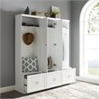 Pemberly Row 3-Piece Modern Wood Entryway Set with Coat Rack Hooks in White
