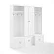 Pemberly Row 3-Piece Modern Wood Entryway Set with Coat Rack Hooks in White