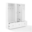 Pemberly Row 3-Piece Modern Wood Entryway Set with Coat Rack Hooks in White