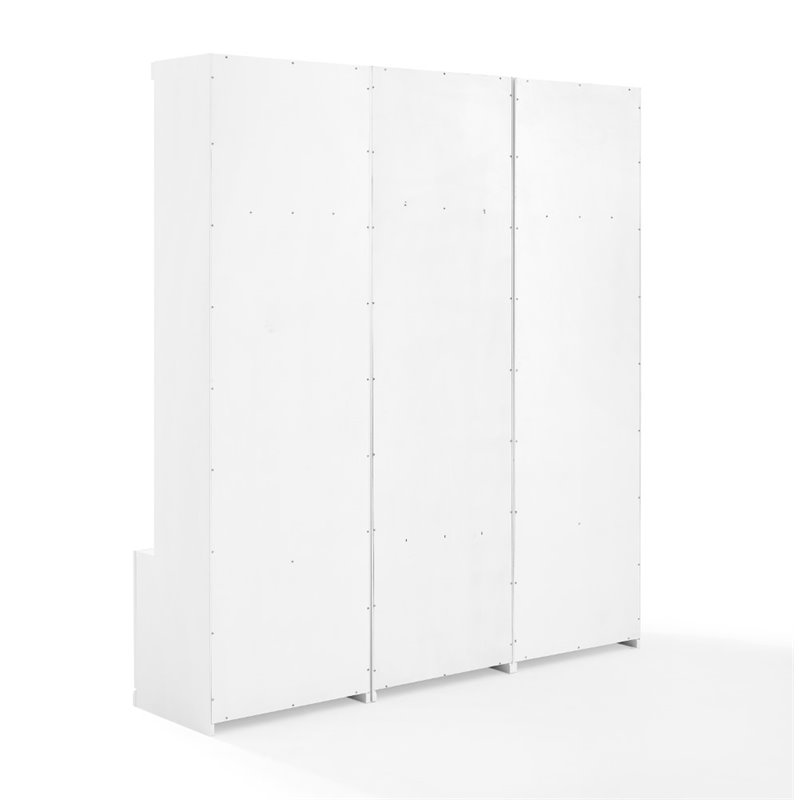 Pemberly Row 3-Piece Modern Wood Entryway Set with Coat Rack Hooks in White