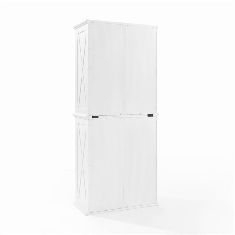 Pemberly Row 4-Door Modern Wood Pantry in Distressed White/Black