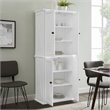 Pemberly Row 4-Door Modern Wood Pantry in Distressed White/Black