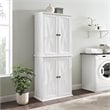 Pemberly Row 4-Door Modern Wood Pantry in Distressed White/Black