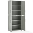 Pemberly Row Wood Tall Pantry with Doors and Shelves in Gray/Nickel