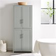 Pemberly Row Wood Tall Pantry with Doors and Shelves in Gray/Nickel