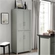 Pemberly Row Wood Tall Pantry with Doors and Shelves in Gray/Nickel