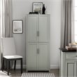 Pemberly Row Wood Tall Pantry with Doors and Shelves in Gray/Nickel