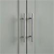 Pemberly Row Wood Tall Pantry with Doors and Shelves in Gray/Nickel