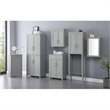 Pemberly Row Wood Tall Pantry with Doors and Shelves in Gray/Nickel