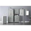 Pemberly Row Wood Tall Pantry with Doors and Shelves in Gray/Nickel