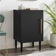 Pemberly Row Mid-Century Wood Record Player Stand in Matte Black