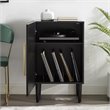 Pemberly Row Mid-Century Wood Record Player Stand in Matte Black