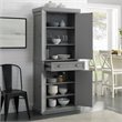 Pemberly Row 2-Cabinet and 2-Door Wood Pantry in Distressed Gray/Gold
