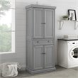 Pemberly Row 2-Cabinet and 2-Door Wood Pantry in Distressed Gray/Gold