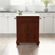 Pemberly Row Wood/Granite Portable Kitchen Island in Mahogany