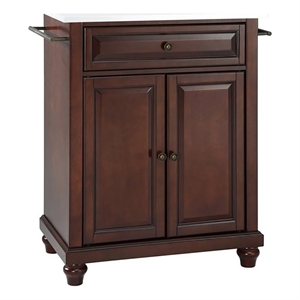 Pemberly Row Wood/Granite Portable Kitchen Island in Mahogany