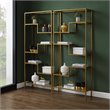 Pemberly Row Metal & Tempered Glass Etagere in Gold/Clear (Set of 2)