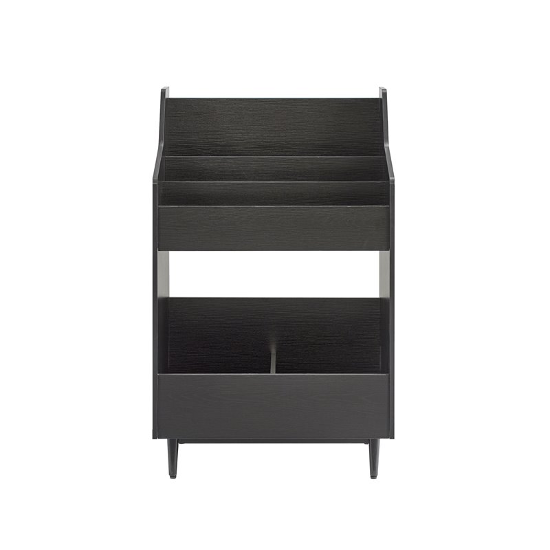 Pemberly Row 2-Shelf Mid-Century Wood Storage Stand in Black